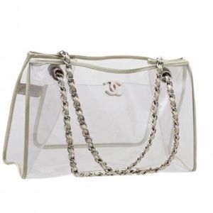 CHANEL Vinyl Clear Chain Tote